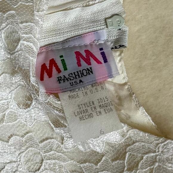 Vintage 90s MiMi Fashion Dress Girls Size 6 Black White Lace Long Sleeve Floral - Picture 5 of 5